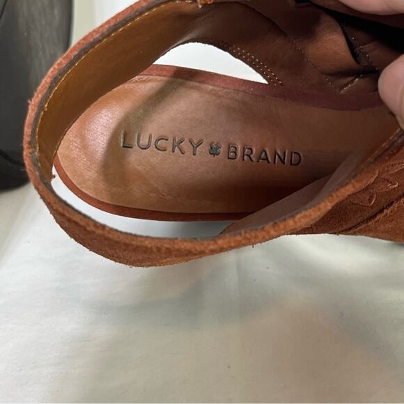 Lucky Brand Listana Boots Open Toe Suede Floral Pattern Size 9.5 EUC - Picture 7 of 8